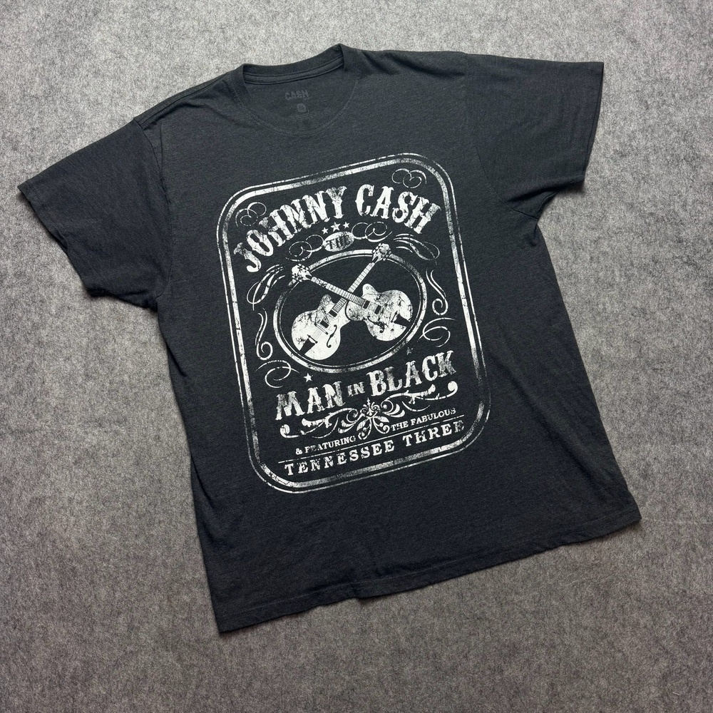 Johnny Cash Shirt Mens Large Gray Man In Black Tennessee Three Tee Music